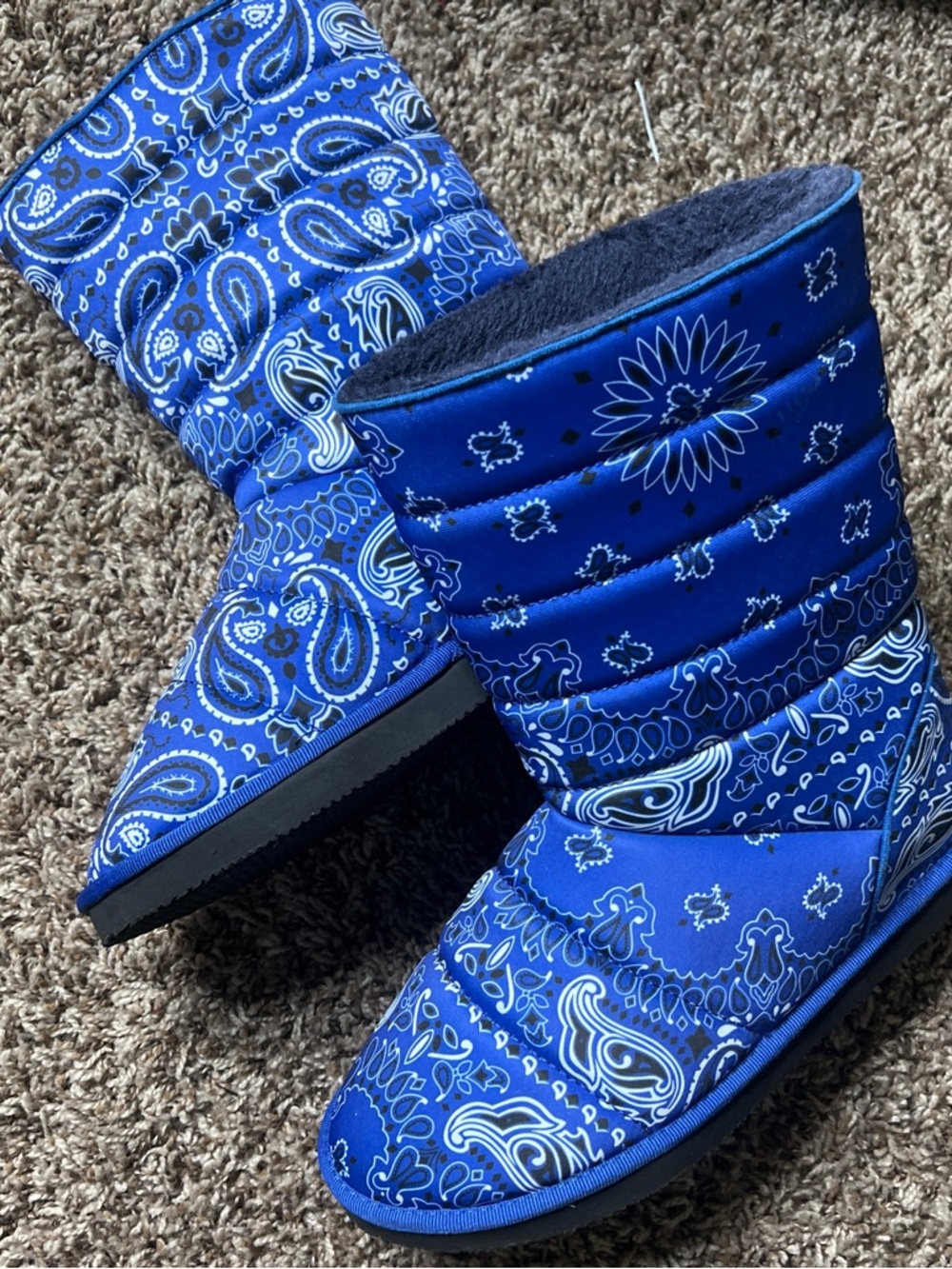 Blue bandana puffer booties - only wore once.